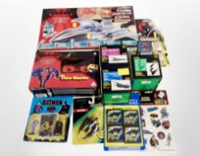 A collection of Batman toys and figurines by Kenner and other brands, including model Jetblade,