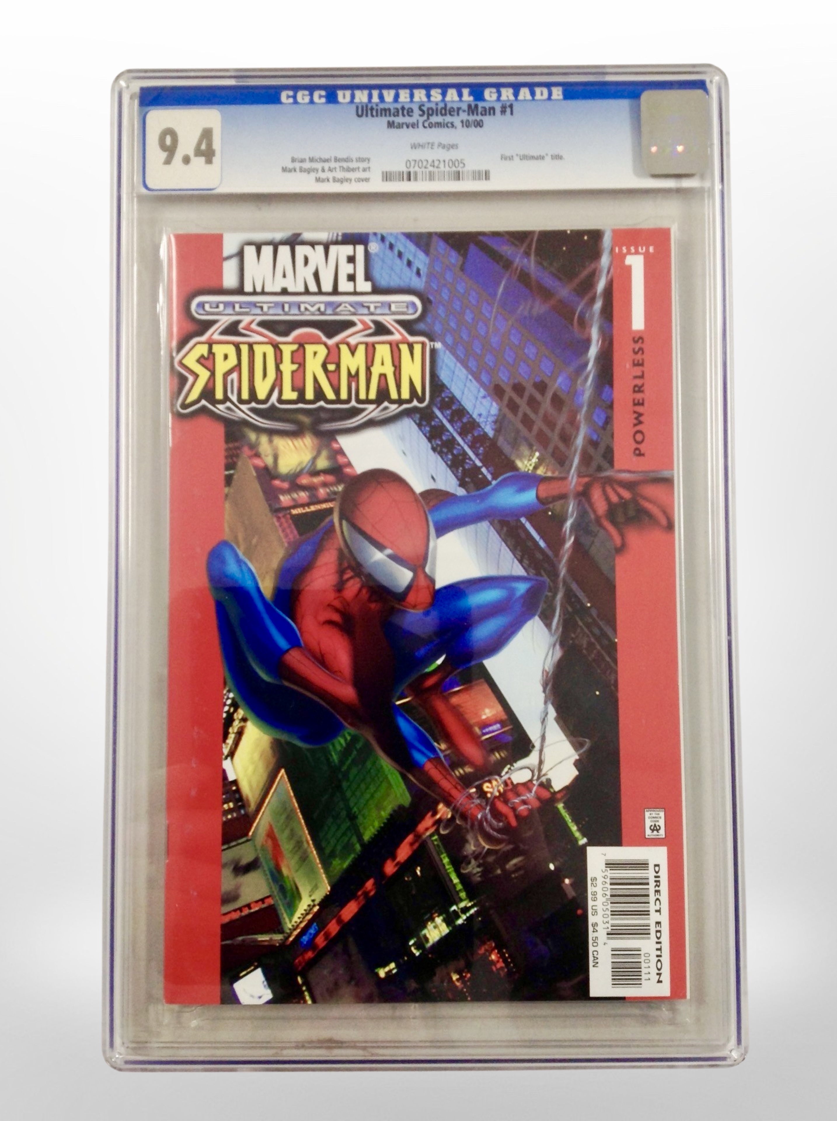 Marvel Comics : Ultimate Spider-Man Issue 1, CGC Universal Grade 9.4, slabbed.
