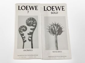 Two bottles of Loewe Anonimo and Mercurio eau de parfum pour homme natural spray each 100ml,
