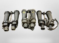 Three pairs of Barr & Stroud WWII 7X CF41 naval binoculars,