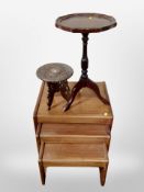 A small Indian bone inlaid circular tripod table,