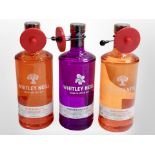 Three bottles of Whitley Neill handcrafted gin, each 70cl, 43% vol