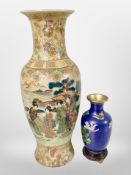 A 20th century Japanese earthenware vase, height 44 cm,