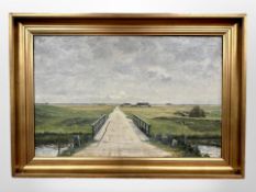 Danish School : A rural track over a stream, oil on canvas, 82 cm x 52 cm.