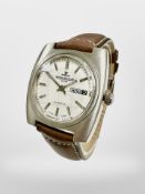 A gent's stainless steel automatic calendar day-date wristwatch, signed Jaeger LeCoultre Club,