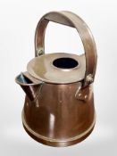 A copper watering can, height 36cm.