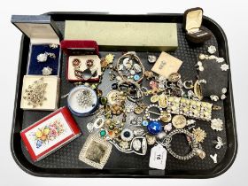 A group of costume jewellery, earrings,