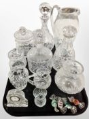 A collection of 20th century crystal decanters, drinking glasses,