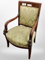 A 19th century carved mahogany salon armchair