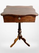 A 19th century Continental stained beech work table with fitted interior