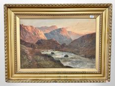 John Henry Boel (AKA Francis Jameson, 1884-1922) : River valley at sunset, oil on canvas, signed,