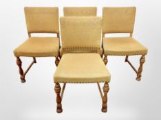 Four Danish blond oak dining chairs