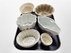 Six 19th century ceramic jelly moulds.