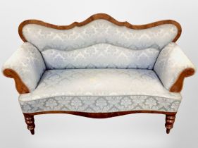 A 19th century Danish mahogany serpentine fronted salon settee,