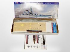 Three ship modelling kits, to include 1/350 scale ironclad,