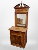 A 19th century Danish burr walnut pier cabinet with mirror above,