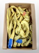 A box of heavy duty canvas straps.