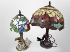 Two Tiffany style table lamps,