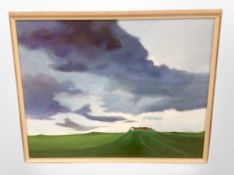 Danish School : Expansive landscape with homesteads beyond, oil on canvas,