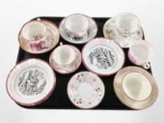 19th century lustre tea cups and saucers