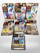 Seven Kenner The Adventures of Batman and Robin collectors figurines in retail packaging.