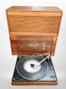 A Bang and Olufsen beogram 1000 turntable, together with a pair of teak-cased Norwegian speakers.