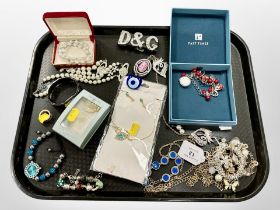 A collection of costume jewellery, bracelets,