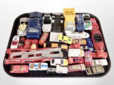 A group of 20th century play-worn diecast cars and other models.