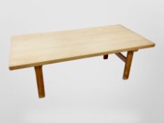 A 20th century Scandinavian blonde oak rectangular coffee table,