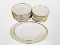 26 Bing and Grondahl white and gilt porcelain dinner plates.