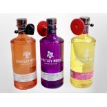 Three bottles of Whitley Neill handcrafted gin, each 70cl, 43% vol