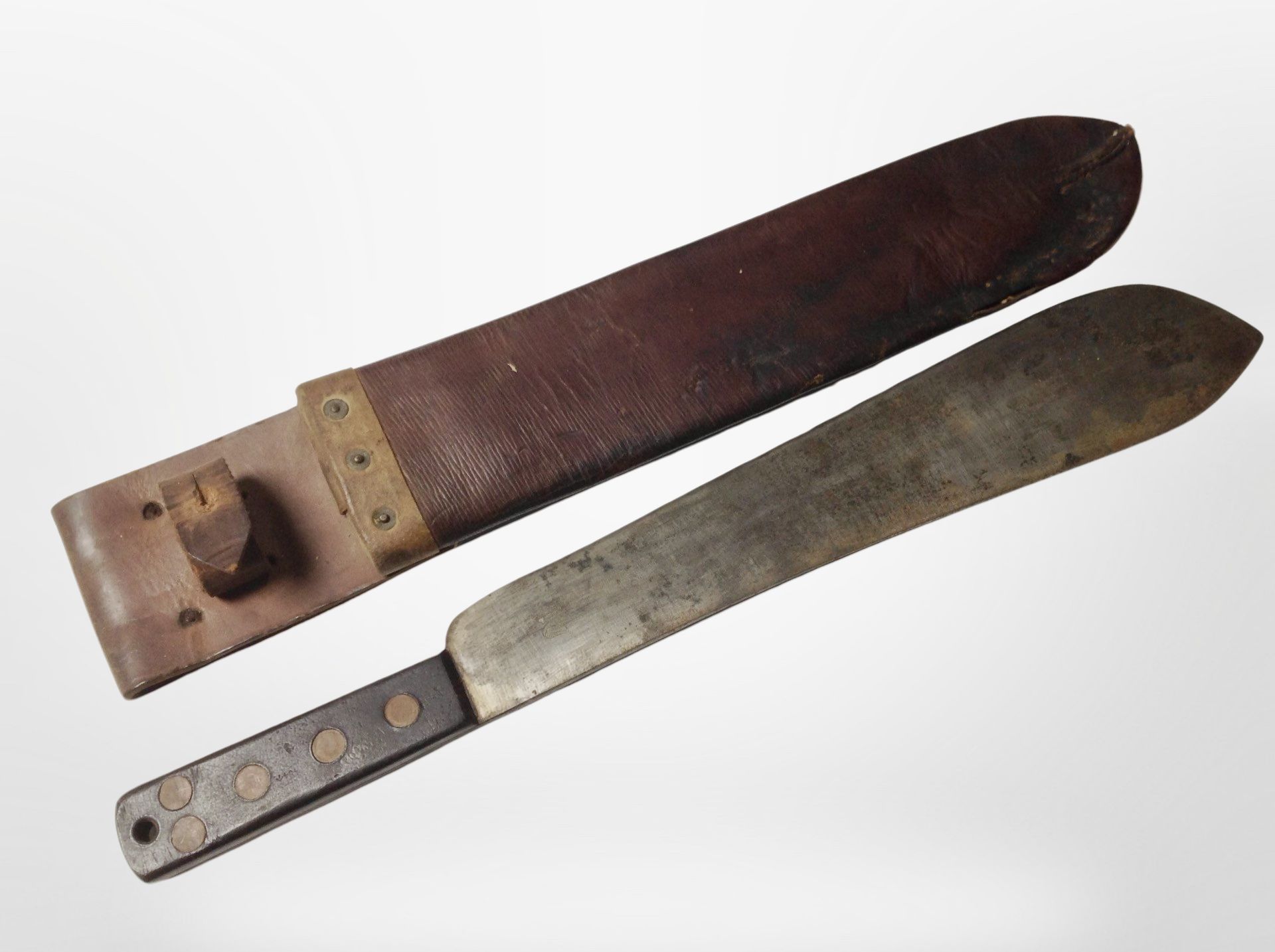 A British military machete by Martindale, stamped with War Department broad arrow and dated 1952,