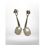 A pair of 14ct yellow gold opal earrings CONDITION REPORT: 3.6g.