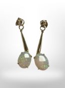 A pair of 14ct yellow gold opal earrings CONDITION REPORT: 3.6g.