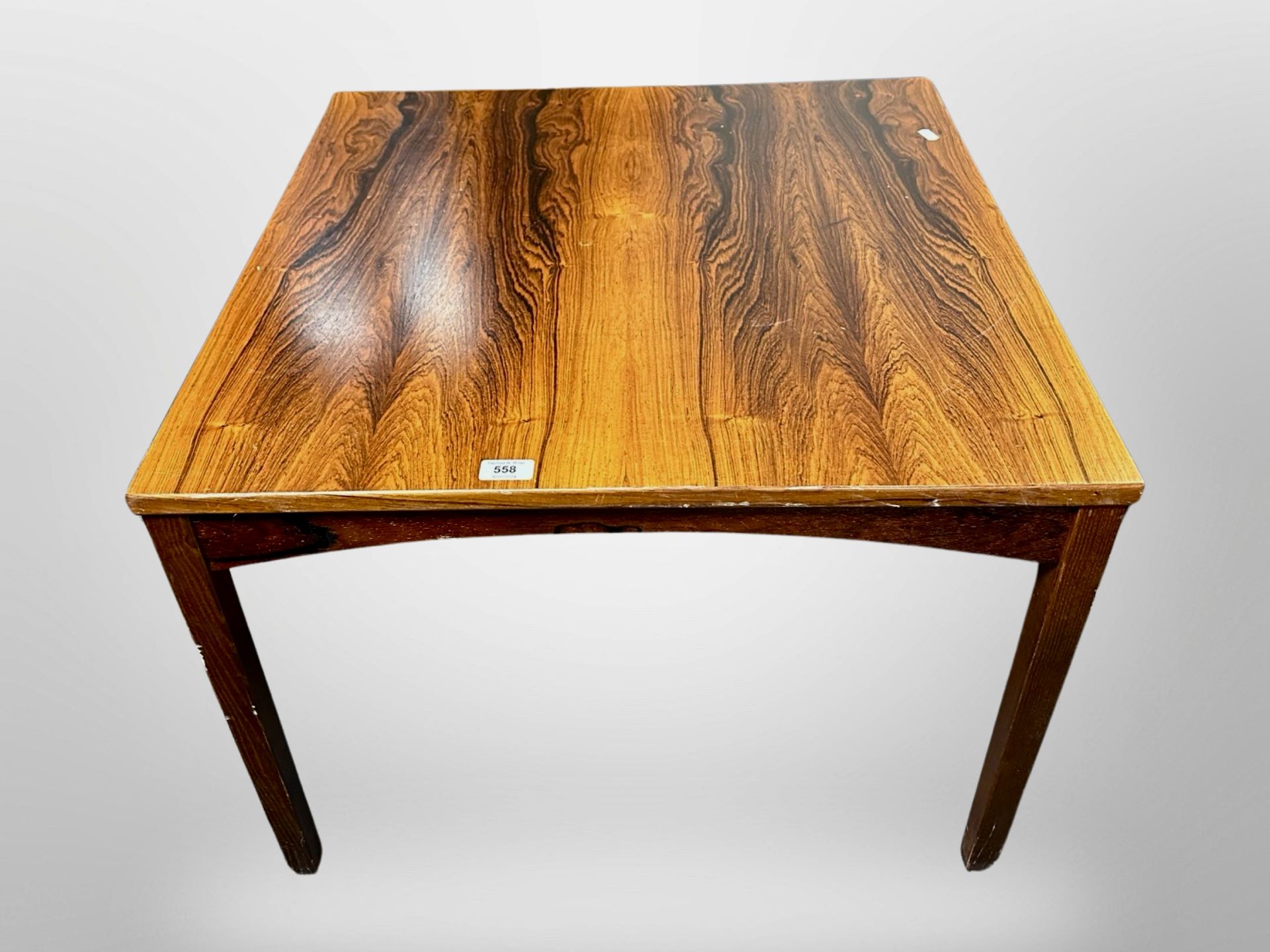 A Danish rosewood square lamp table,