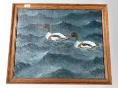Danish School : Two ducks, oil on canvas,