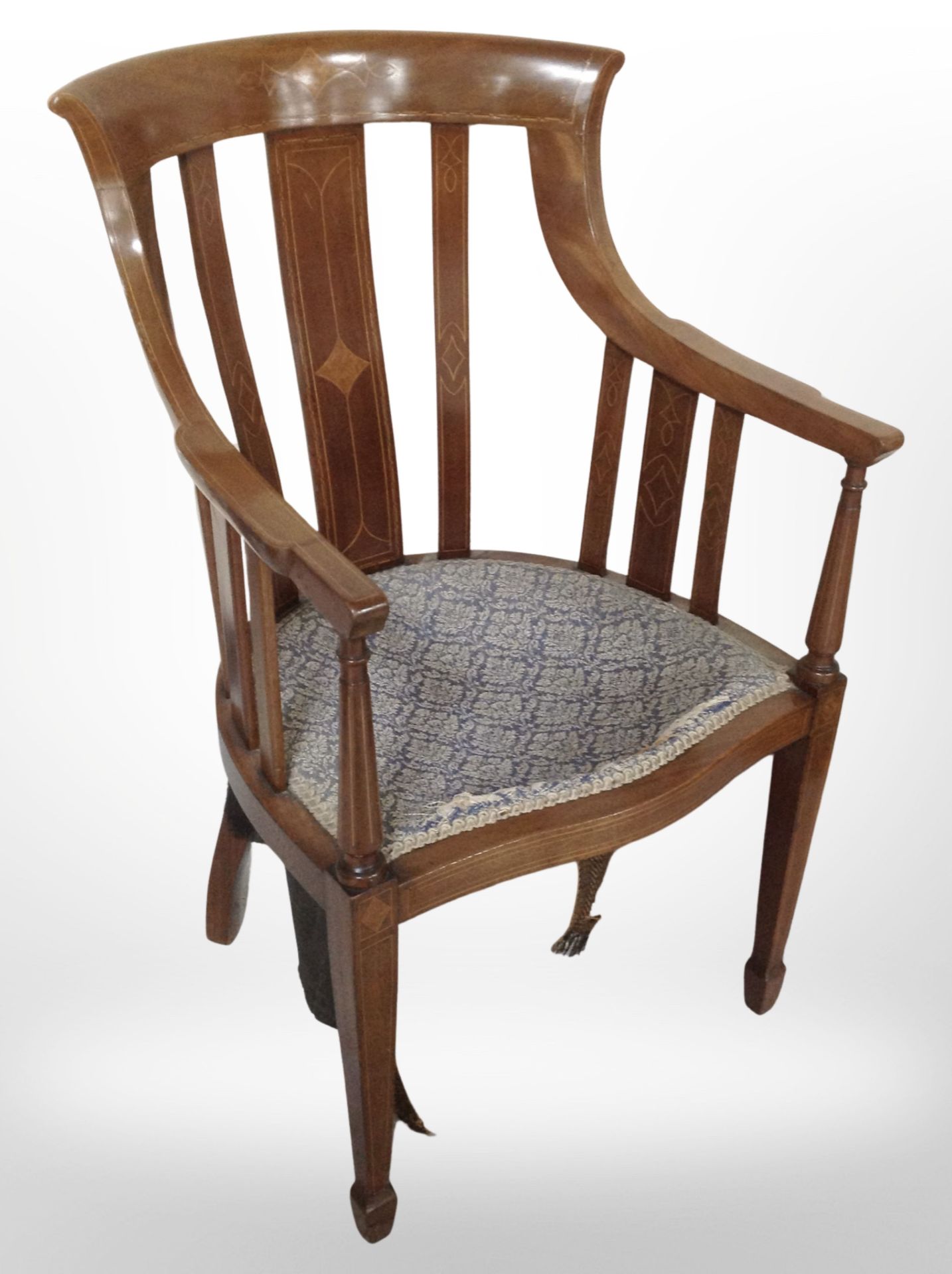 A 19th century mahogany and satinwood inlaid armchair