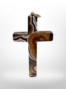 A polished agate crucifix pendant,