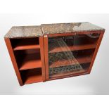 A group of marble topped MDF furniture comprising a fall front bureau,