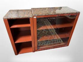 A group of marble topped MDF furniture comprising a fall front bureau,