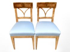 A pair of 19th century Continental inlaid walnut dining chairs