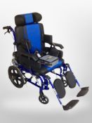 An electric mobility wheelchair with battery and lead