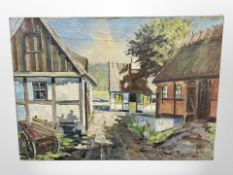Danish School : Study of barns, oil on canvas, 98cm x 70cm.