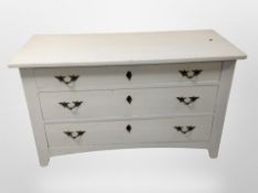 A 19th century Scandinavian painted pine three drawer low chest,