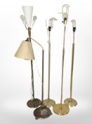 Five Scandinavian brass standard lamps