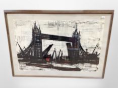 After Bernard Buffet : Tower Bridge, reproduction in colours,