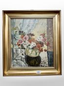 Danish School : Still life with flowers, oil on canvas, 37cm x 42cm.