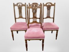 Four Edwardian Art Nouveau dining chairs