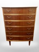 A 20th century Danish teak bow-front six drawer chest,