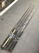 A group of fishing rods including temples, storm, etc.